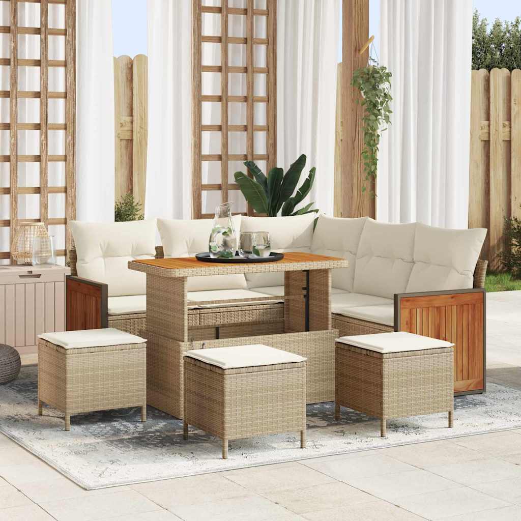 Garten-Sofa-Set 8 pcs Beige und Creme 110 x 55 x 71 cm